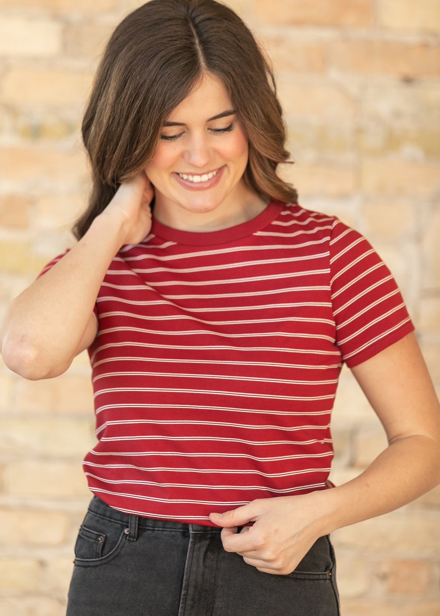 Chloe Essential Red Striped Tee IC Tops