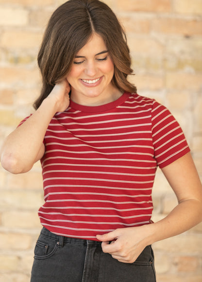 Chloe Essential Red Striped Tee IC Tops
