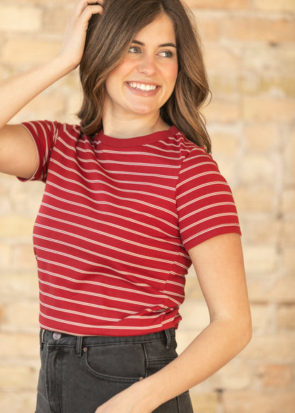 Chloe Essential Red Striped Tee IC Tops
