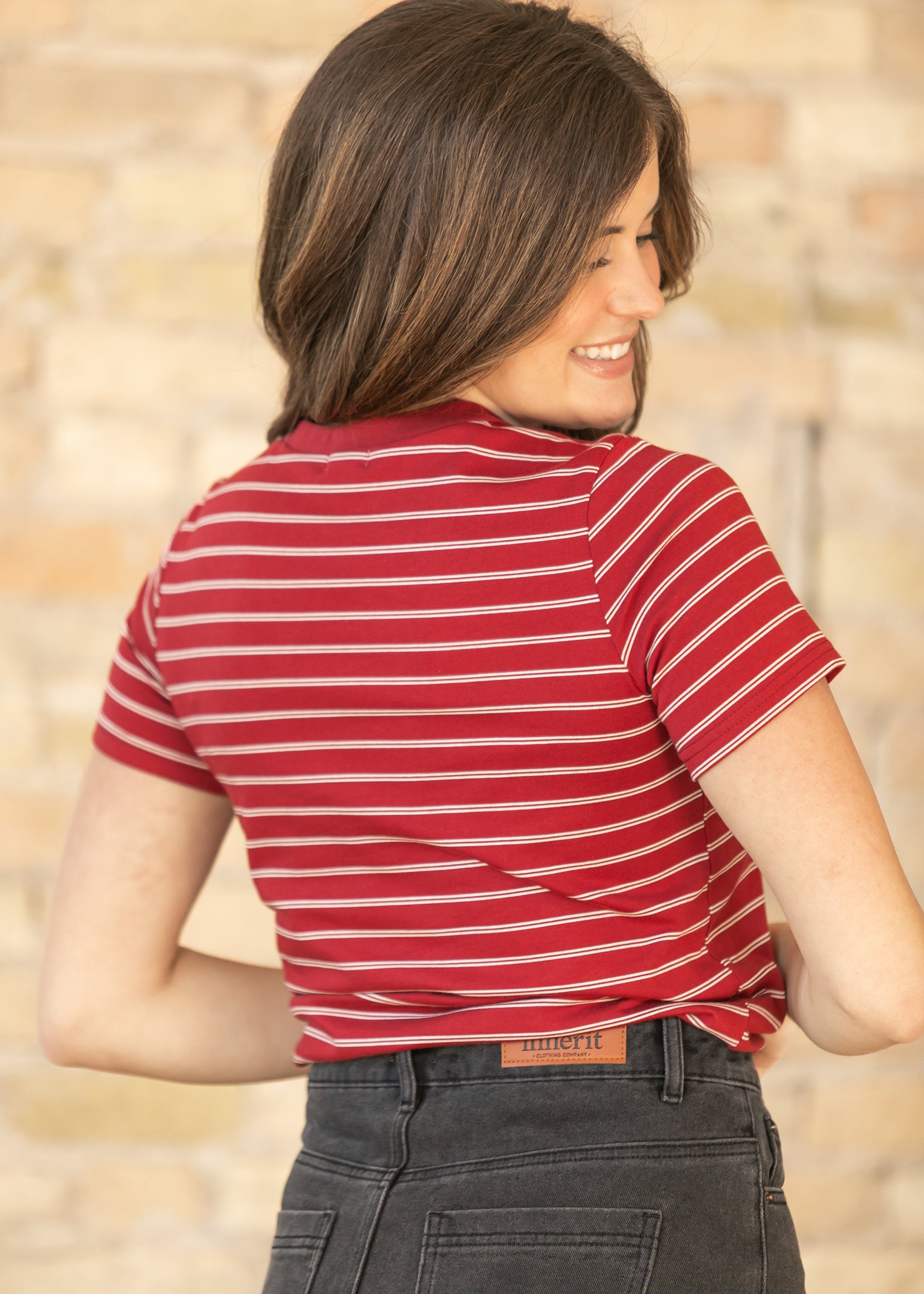 Chloe Essential Red Striped Tee IC Tops