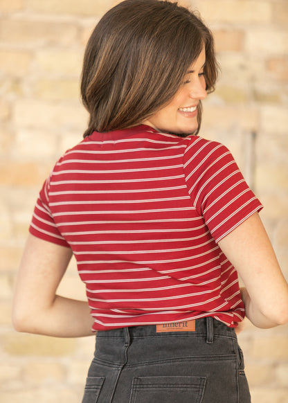 Chloe Essential Red Striped Tee IC Tops