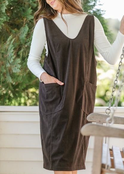 Chocolate Corduroy Overall Dress FF Dresses