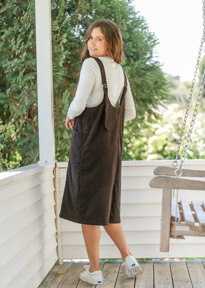 Chocolate Corduroy Overall Dress FF Dresses