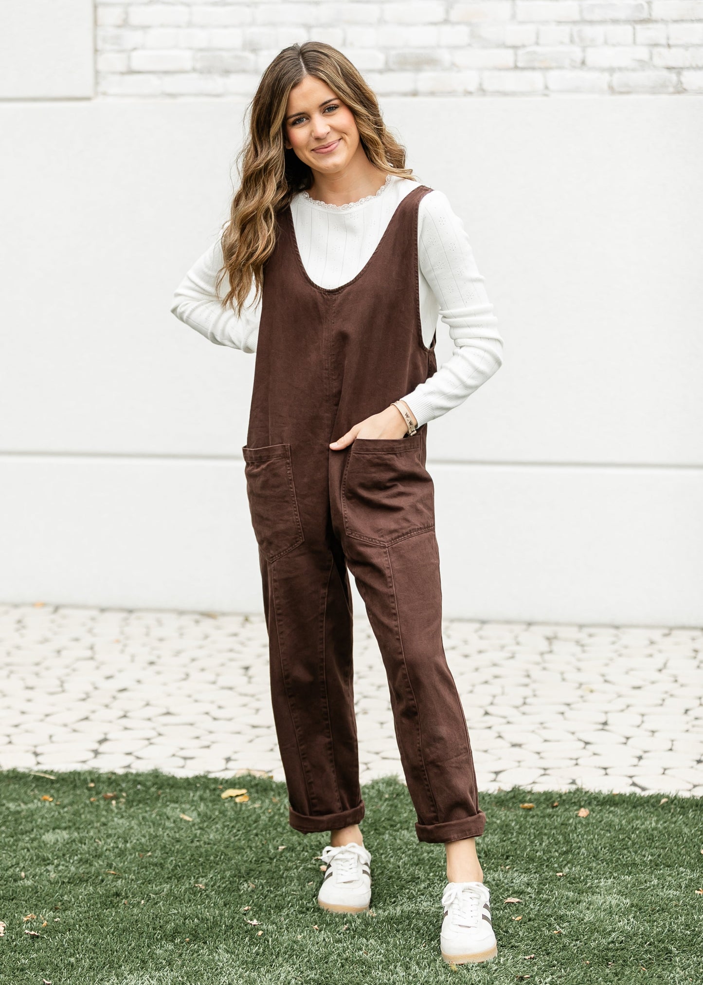 Chocolate Denim Wide Leg Overalls FF Pants