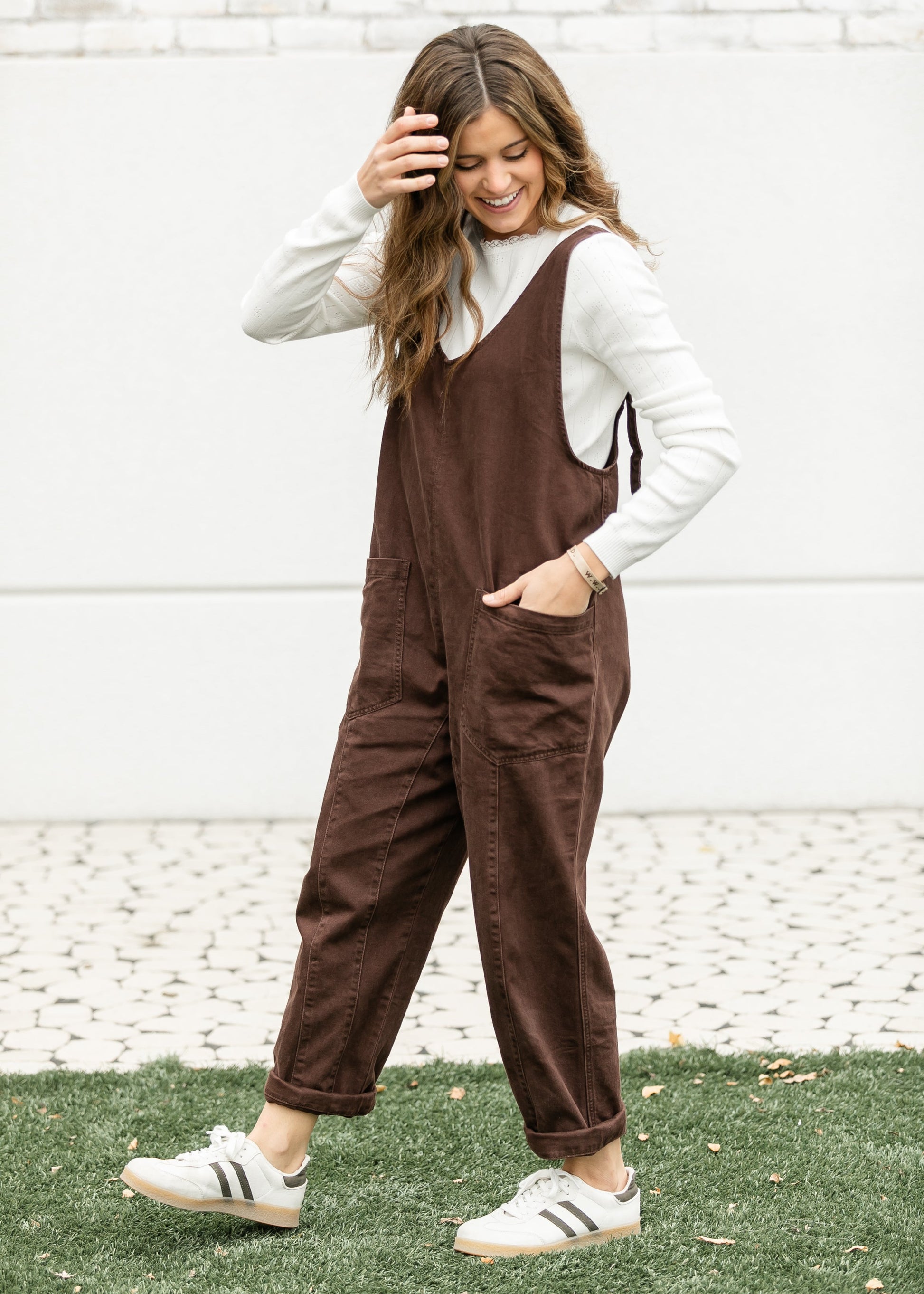 Chocolate Denim Wide Leg Overalls FF Pants