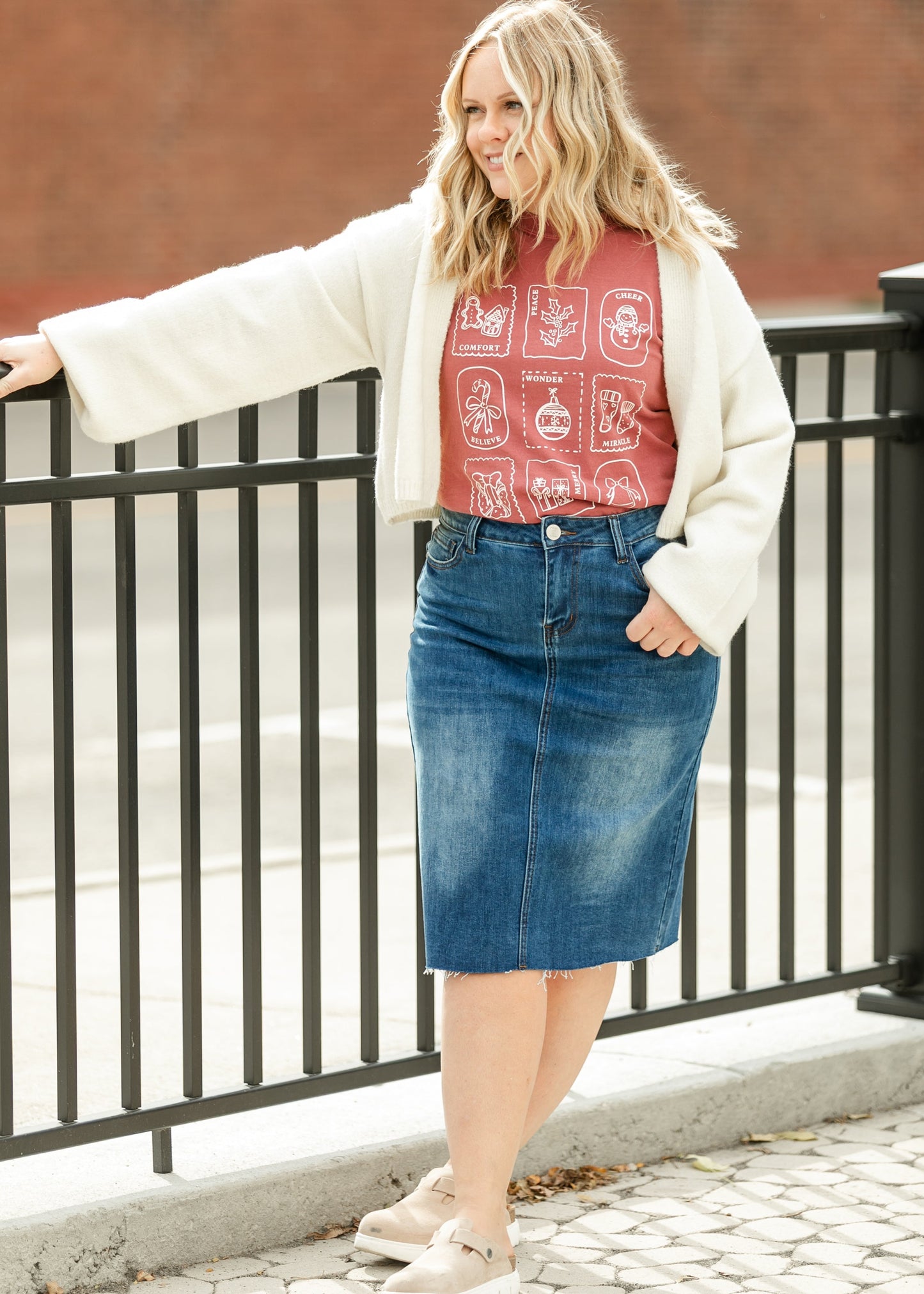 Christmas Stamps Holiday Graphic T-Shirt FF Tops