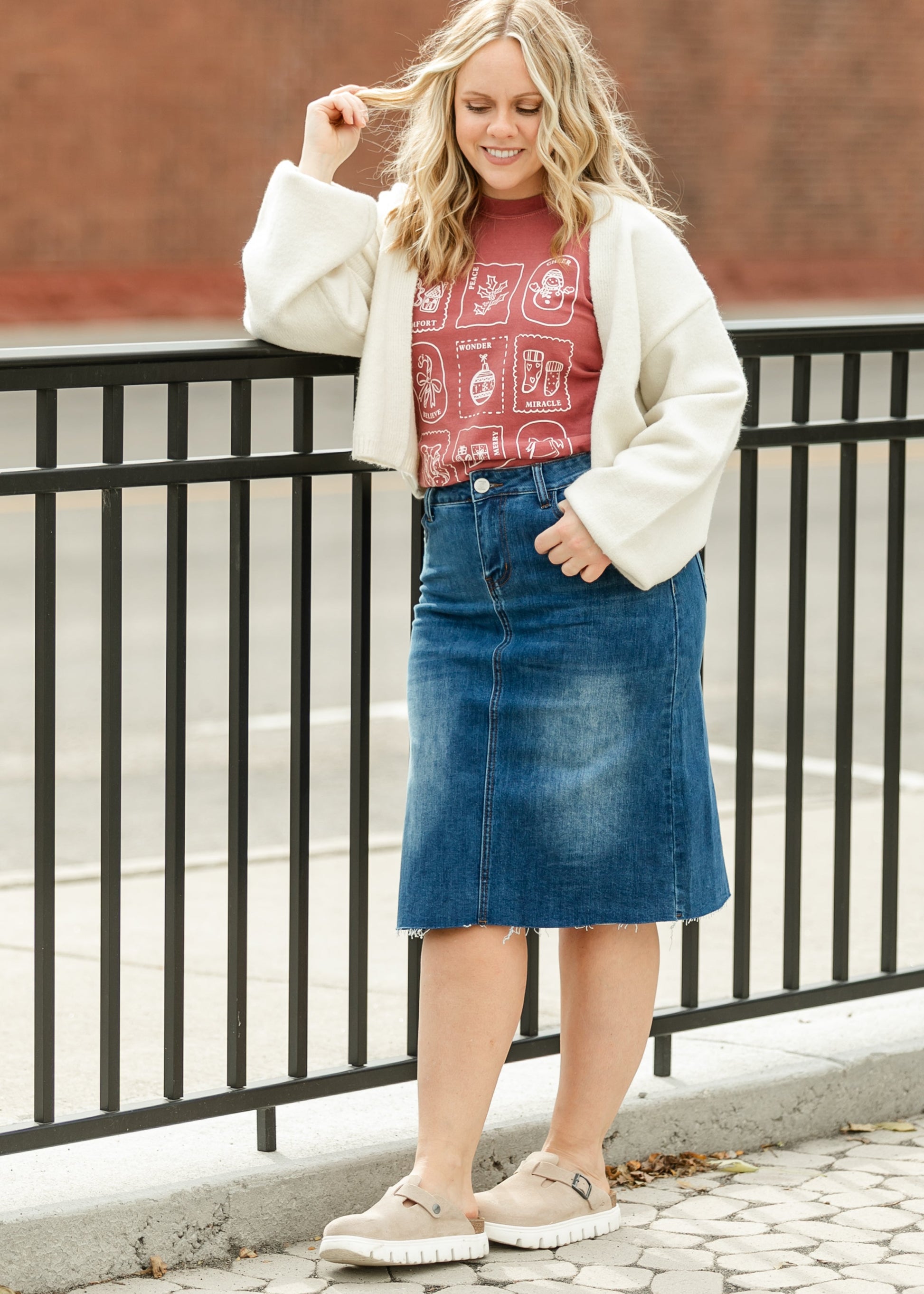 Christmas Stamps Holiday Graphic T-Shirt FF Tops