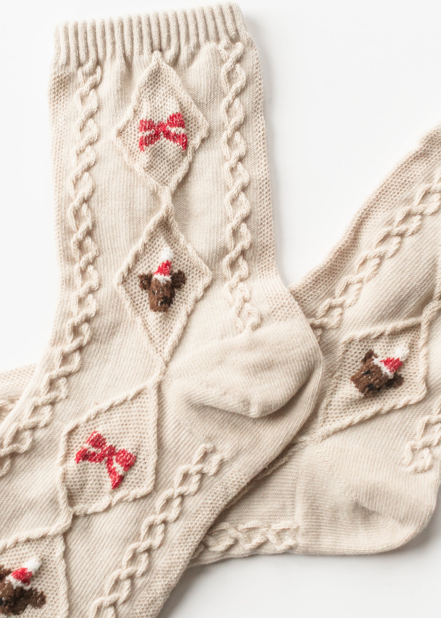 Christmas Teddy Bear Crew Sock Accessory