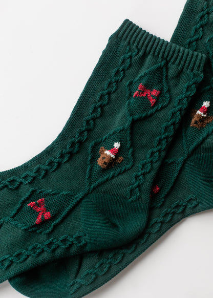 Christmas Teddy Bear Crew Sock Accessory