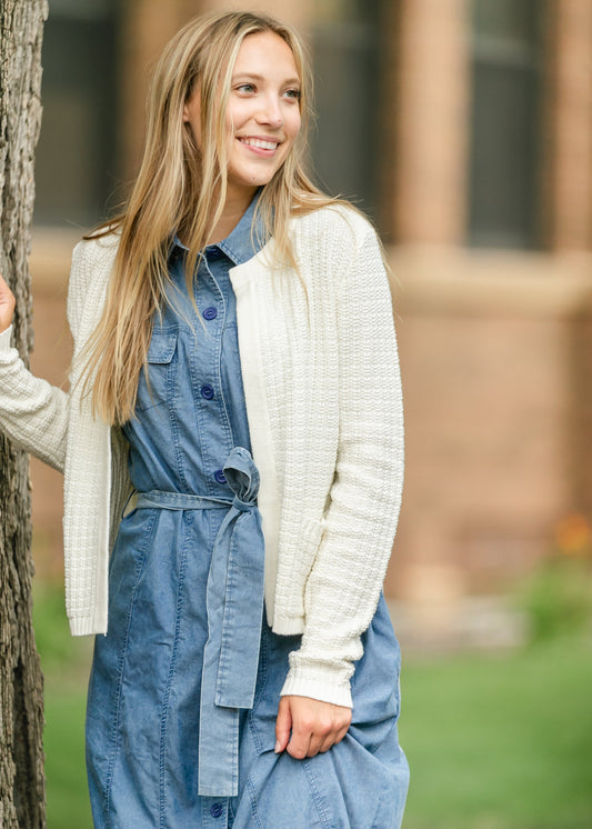 Chunky Knit Open Front Cardigan FF Tops