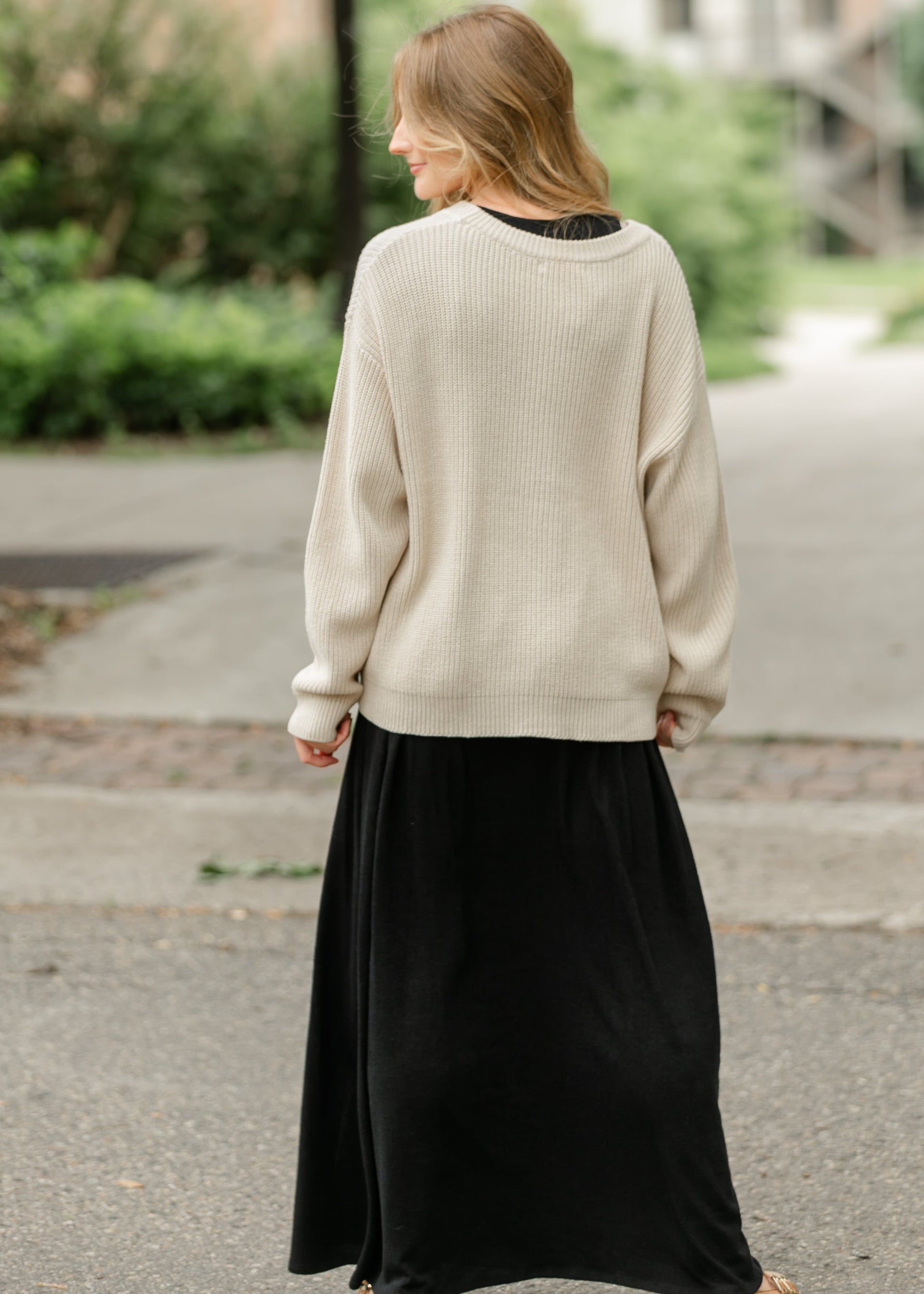 Chunky Knit Varsity Button Up Cardigan FF Tops