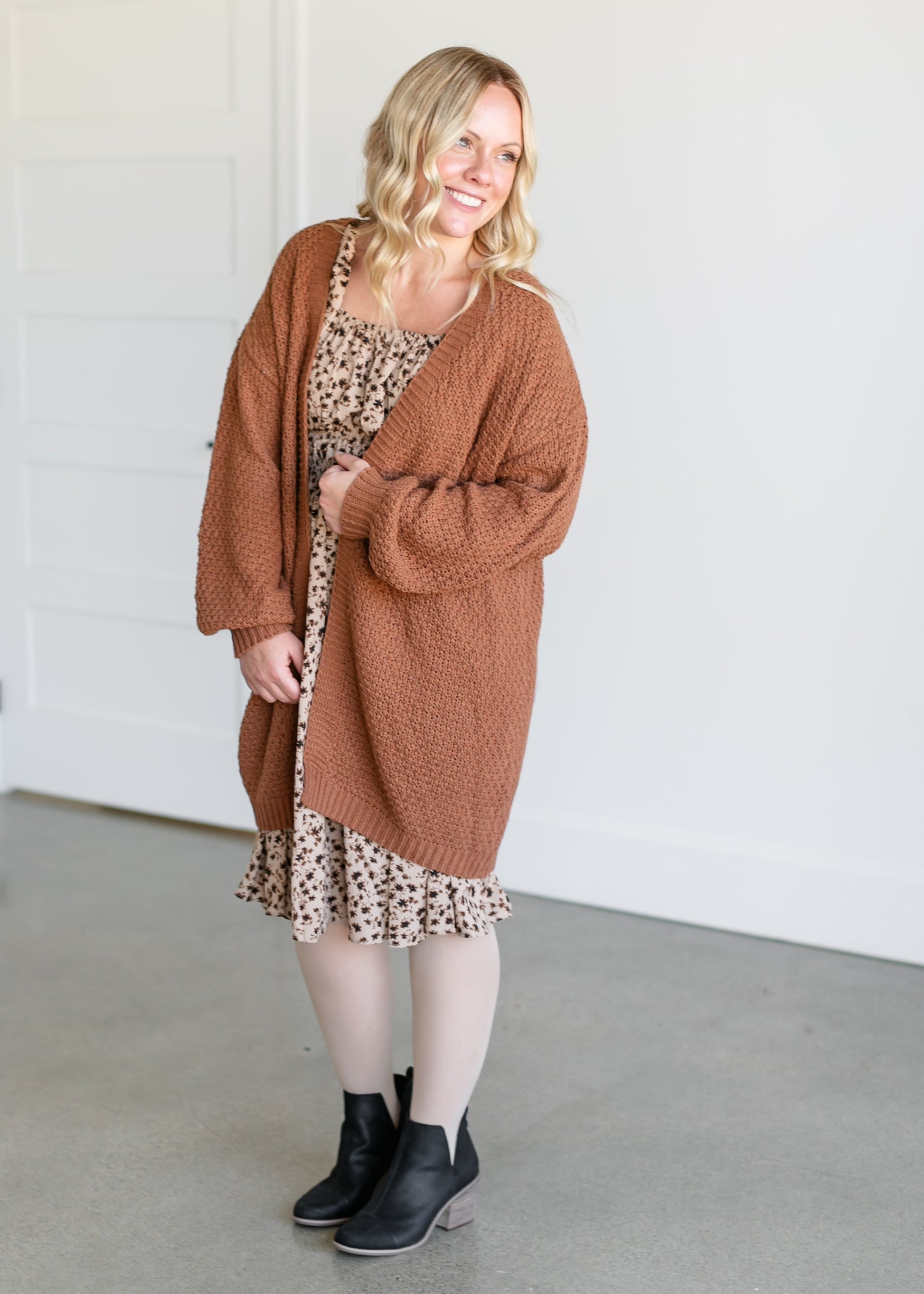 Chunky Long Oversized Cardigan FF Tops Brown / S/M