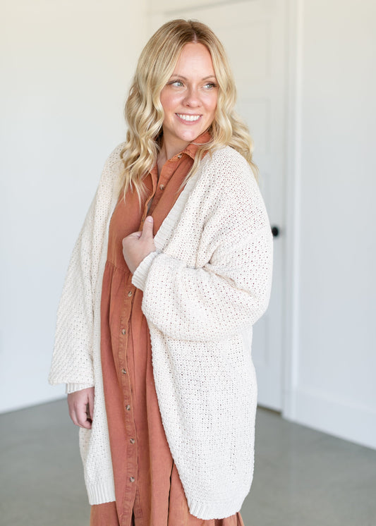 Chunky Long Oversized Cardigan FF Tops Oatmeal / S/M