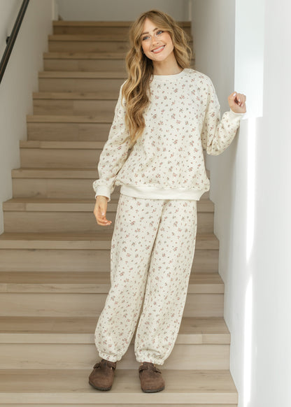 Cinched Pink Floral Sweatpants FF Pants