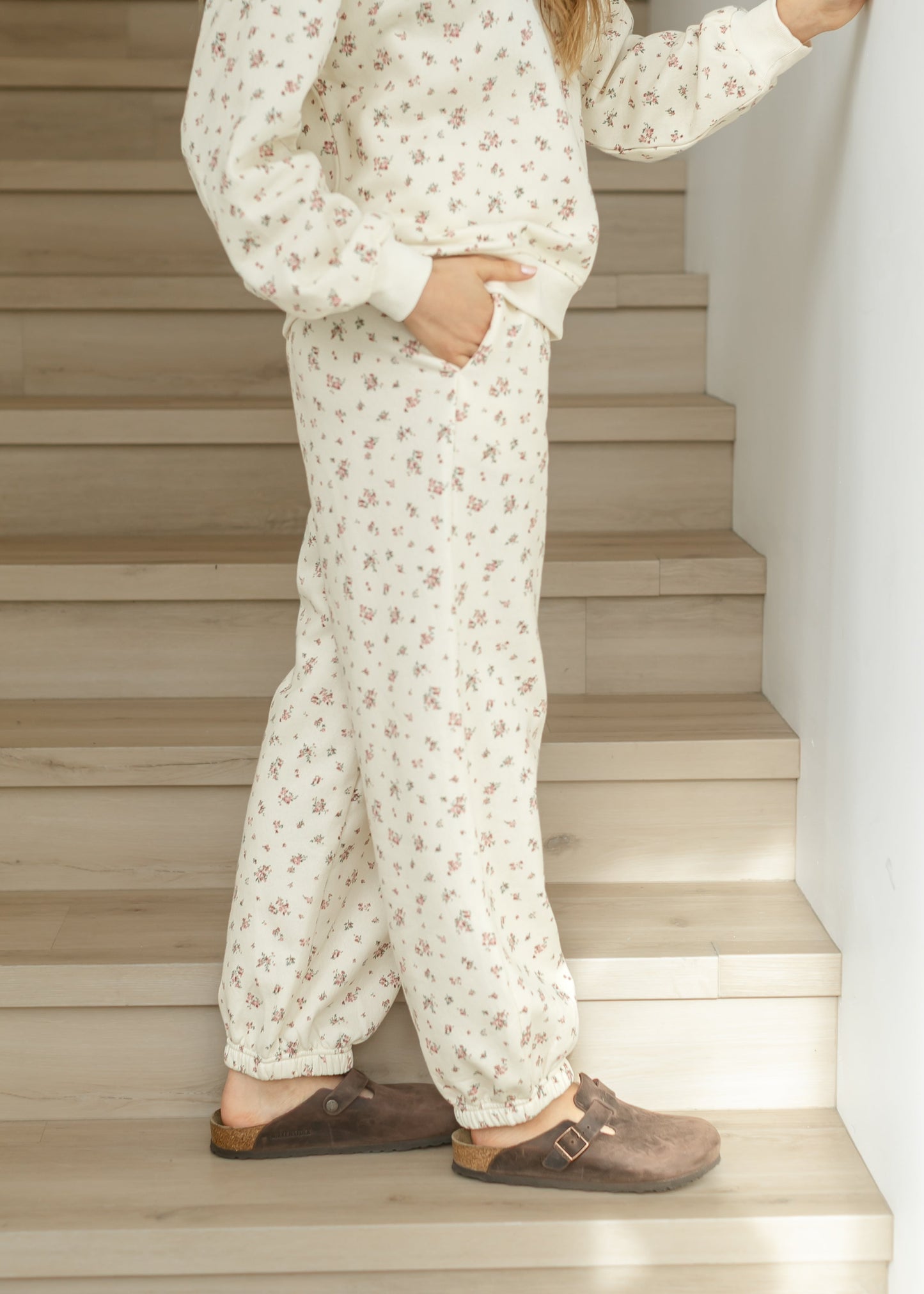 Cinched Pink Floral Sweatpants FF Pants