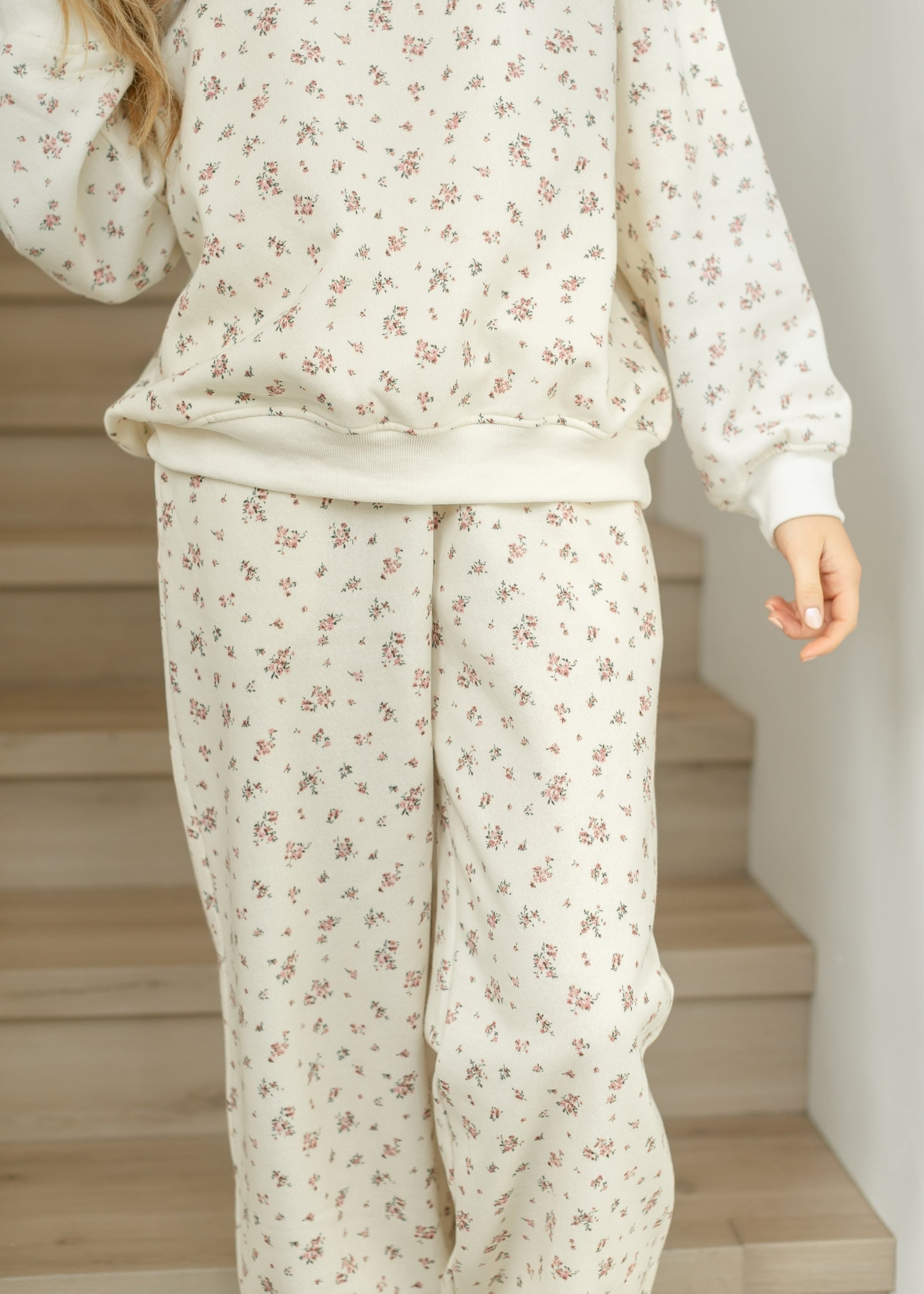 Cinched Pink Floral Sweatpants FF Pants