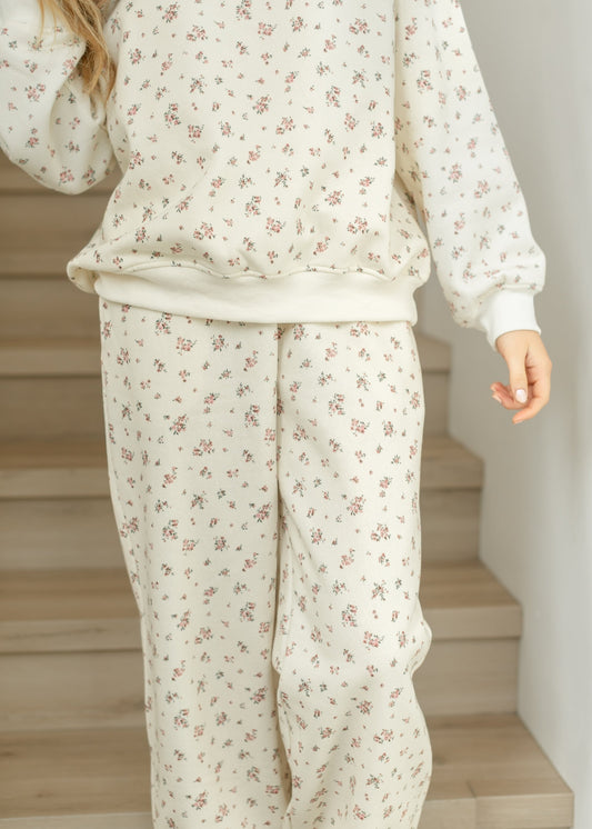 Cinched Pink Floral Sweatpants FF Pants