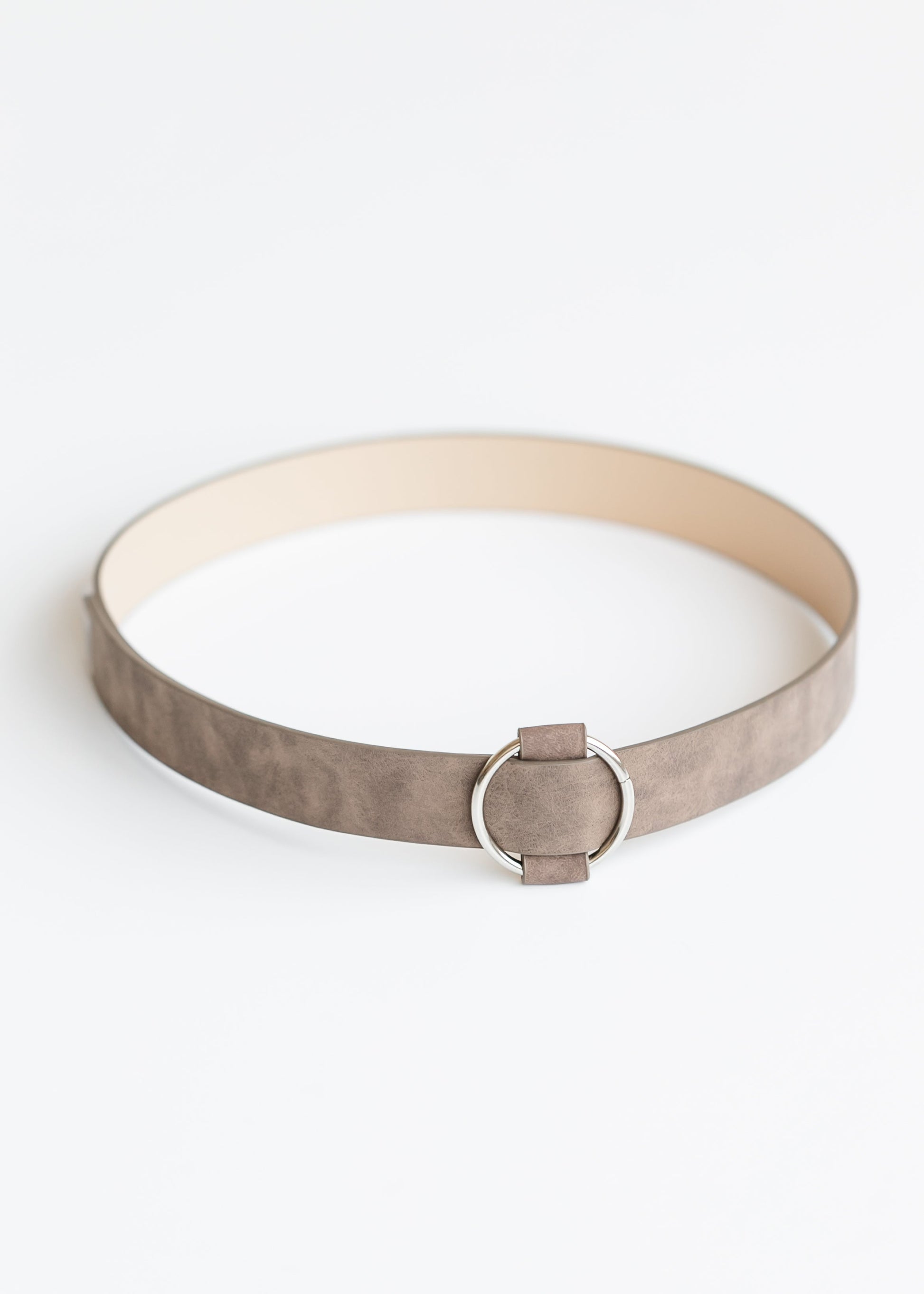 Circle Slide Buckle Suede Belt Accessory Brown