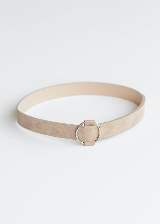 Circle Slide Buckle Suede Belt Accessory Khaki