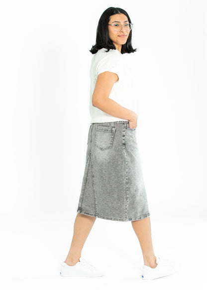 Claire A-line Denim Midi Skirt IC Skirts