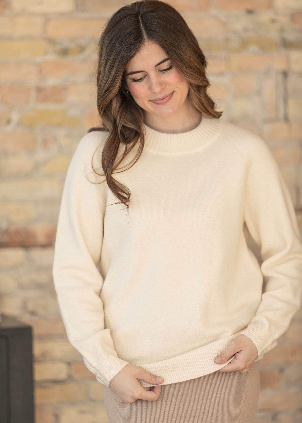 Clara Ivory Raglan Sweater IC Tops