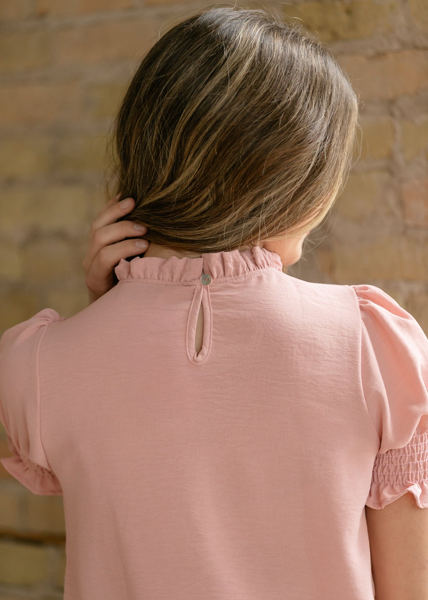 Clara Ruffle Mockneck Short Sleeve Top IC Tops