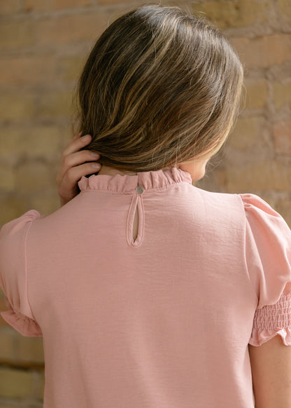 Clara Ruffle Mockneck Short Sleeve Top IC Tops