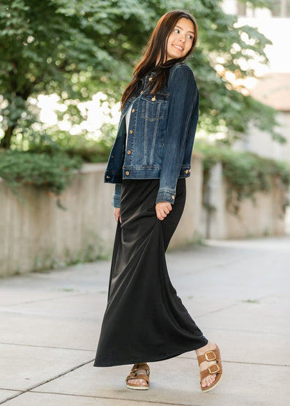 Clarise Black Premium Knit Maxi Skirt IC Skirts