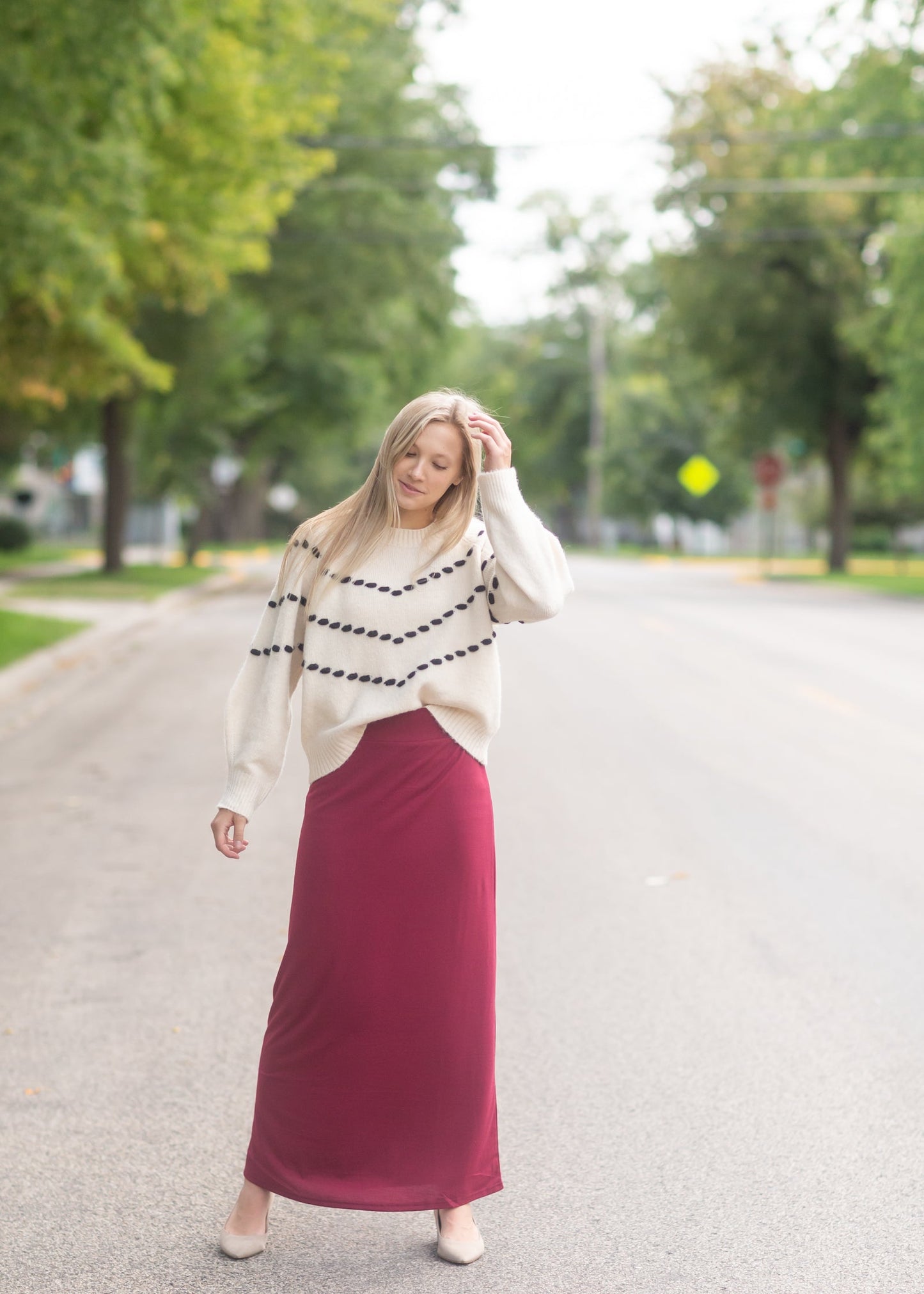 Clarise Burgundy Premium Knit Maxi Skirt - FINAL SALE IC Skirts