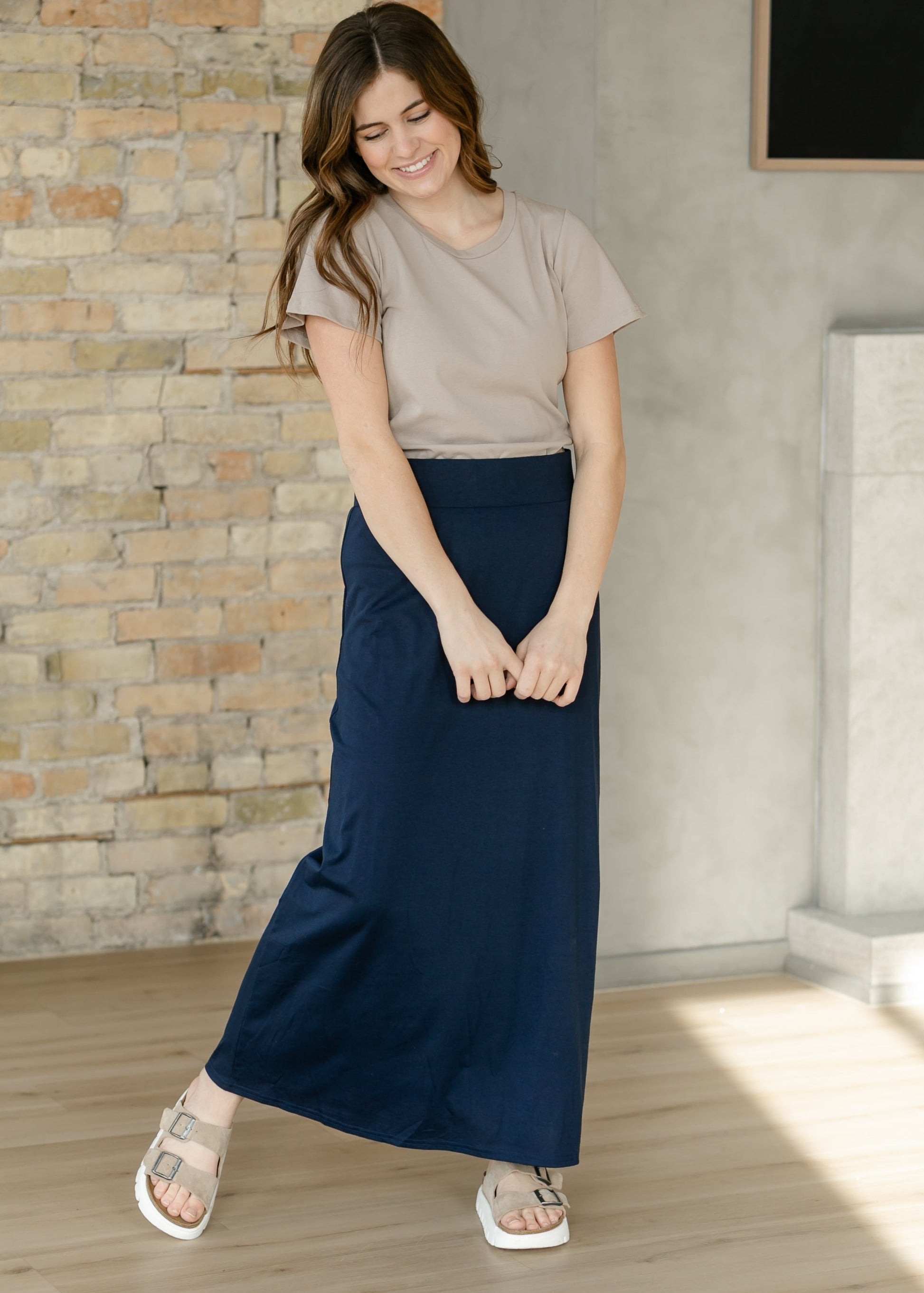 Clarise Navy Premium Knit Maxi Skirt IC Skirts
