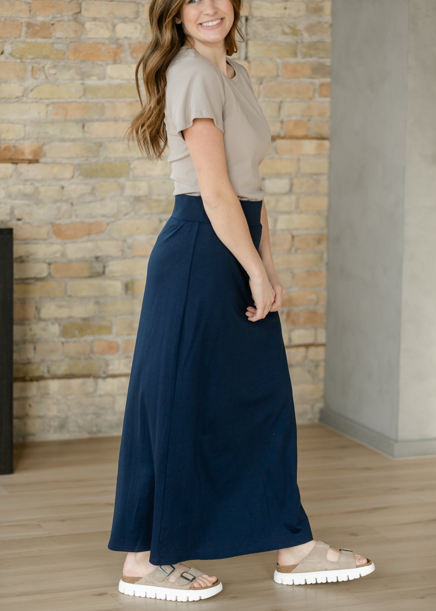 Clarise Navy Premium Knit Maxi Skirt IC Skirts