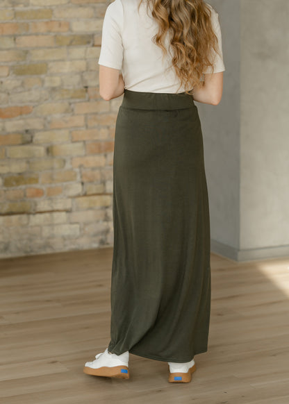 Clarise Olive Premium Knit Maxi Skirt IC Skirts