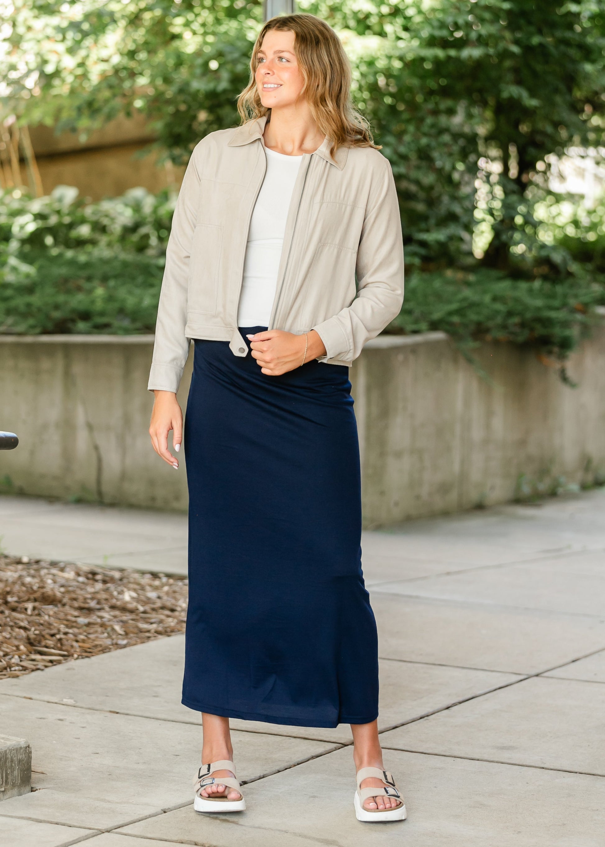 Clarise Premium Knit Maxi Skirt IC Skirts Navy / XS