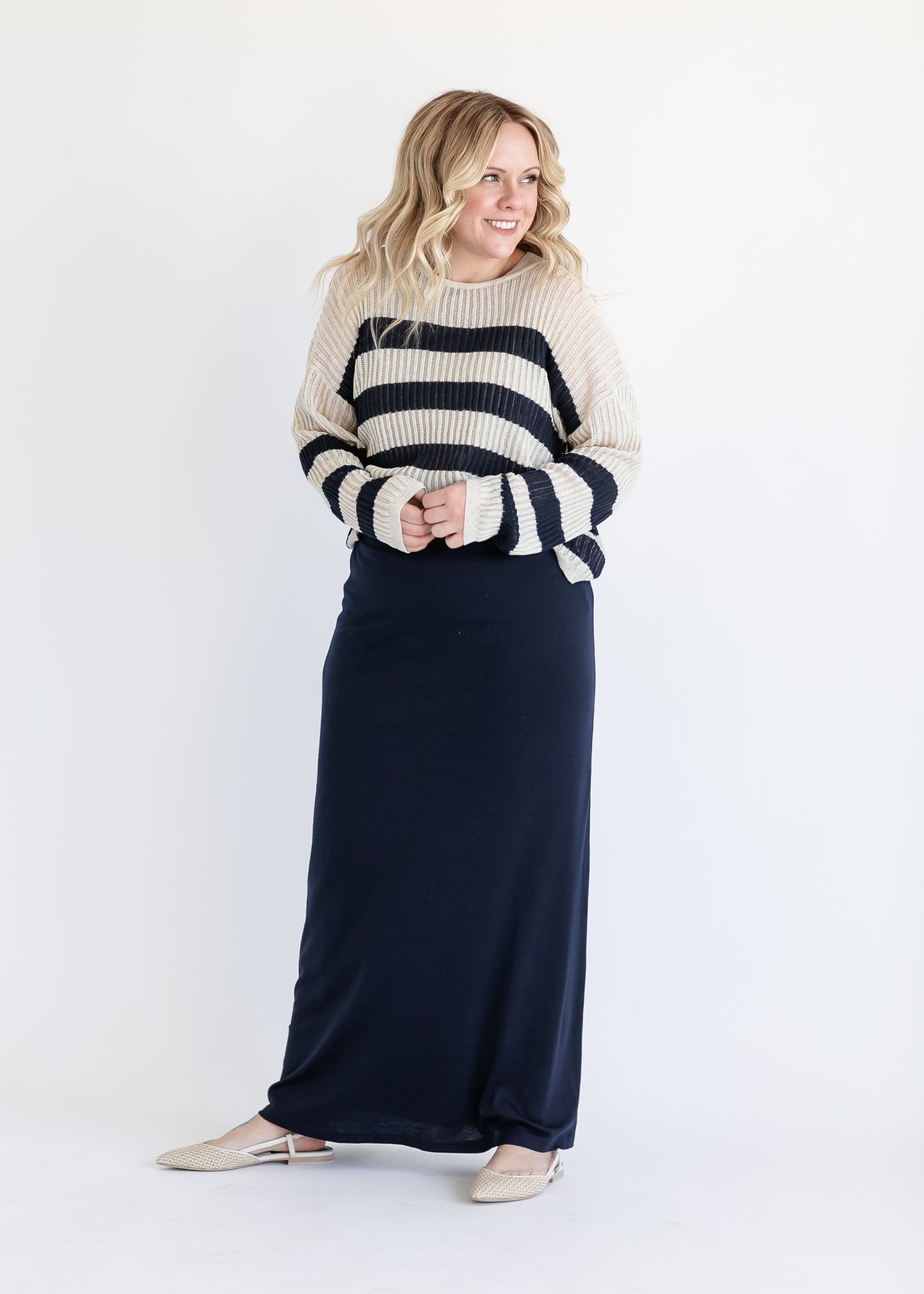 Clarise Premium Knit Maxi Skirt IC Skirts Navy / XS
