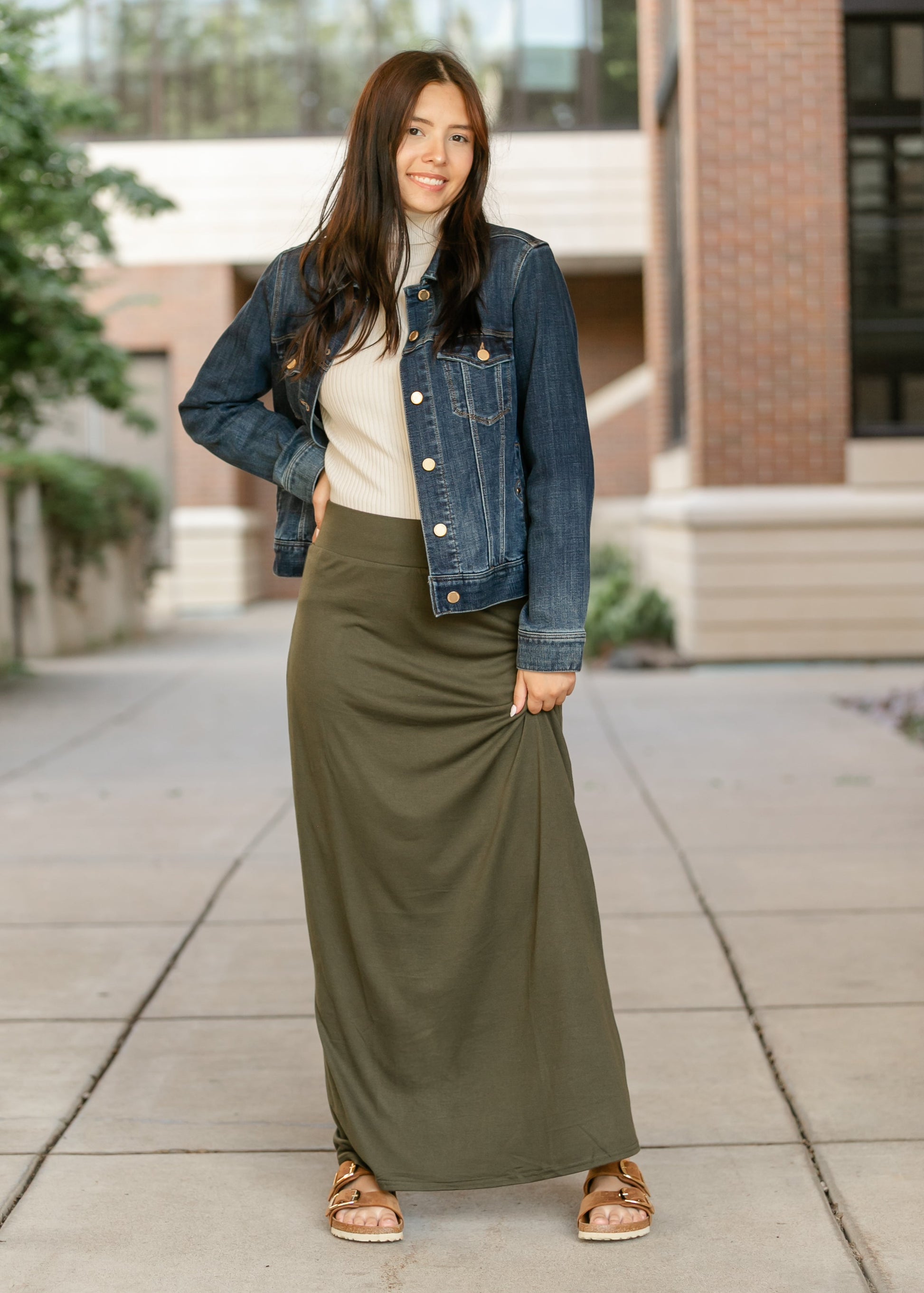 Clarise Premium Knit Maxi Skirt IC Skirts Olive / XS