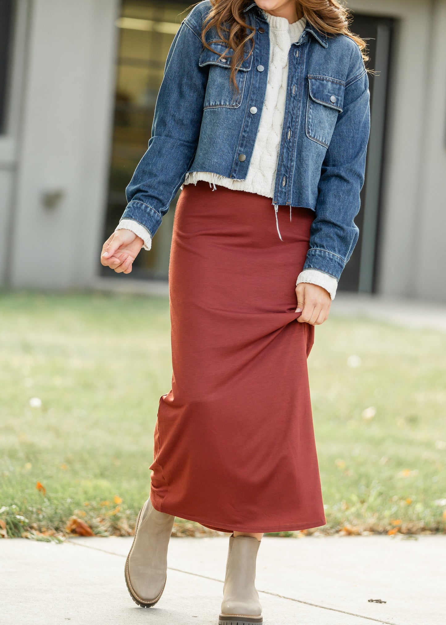 Clarise Rust Premium Knit Maxi Skirt IC Skirts