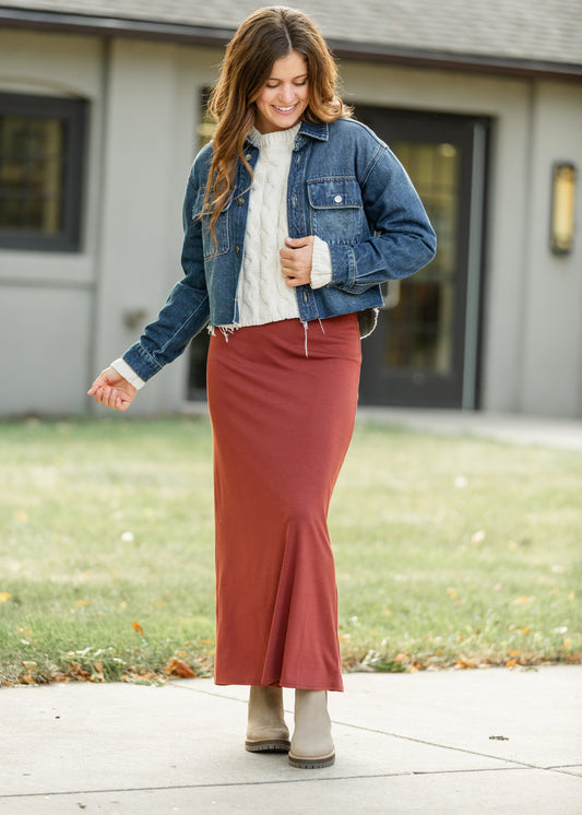 Clarise Rust Premium Knit Maxi Skirt IC Skirts