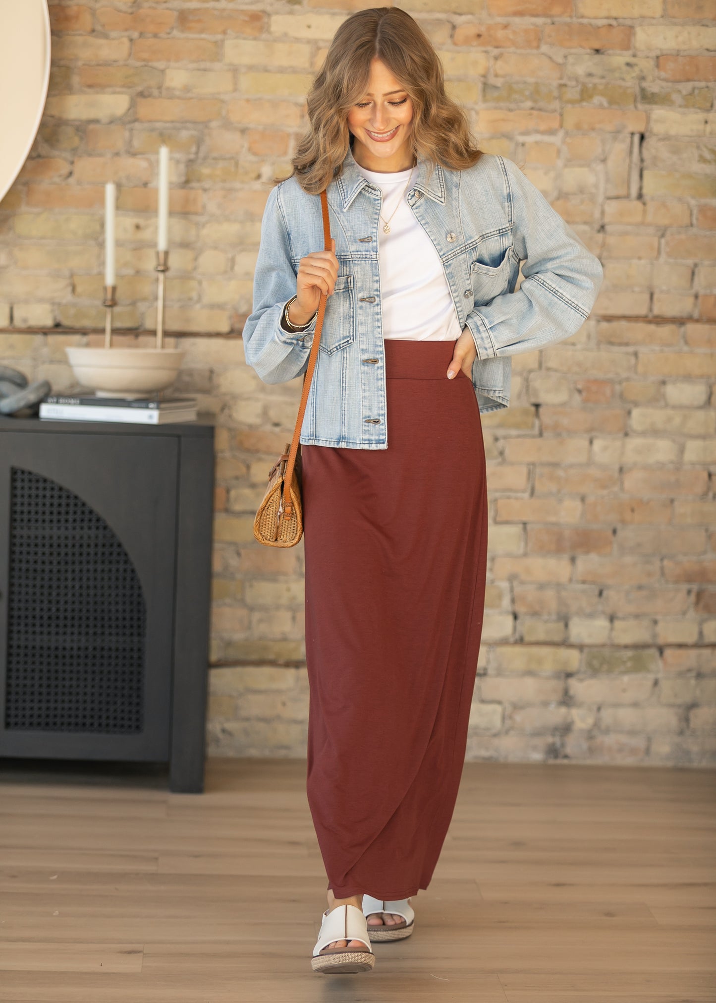 Clarise Rust Premium Knit Maxi Skirt IC Skirts