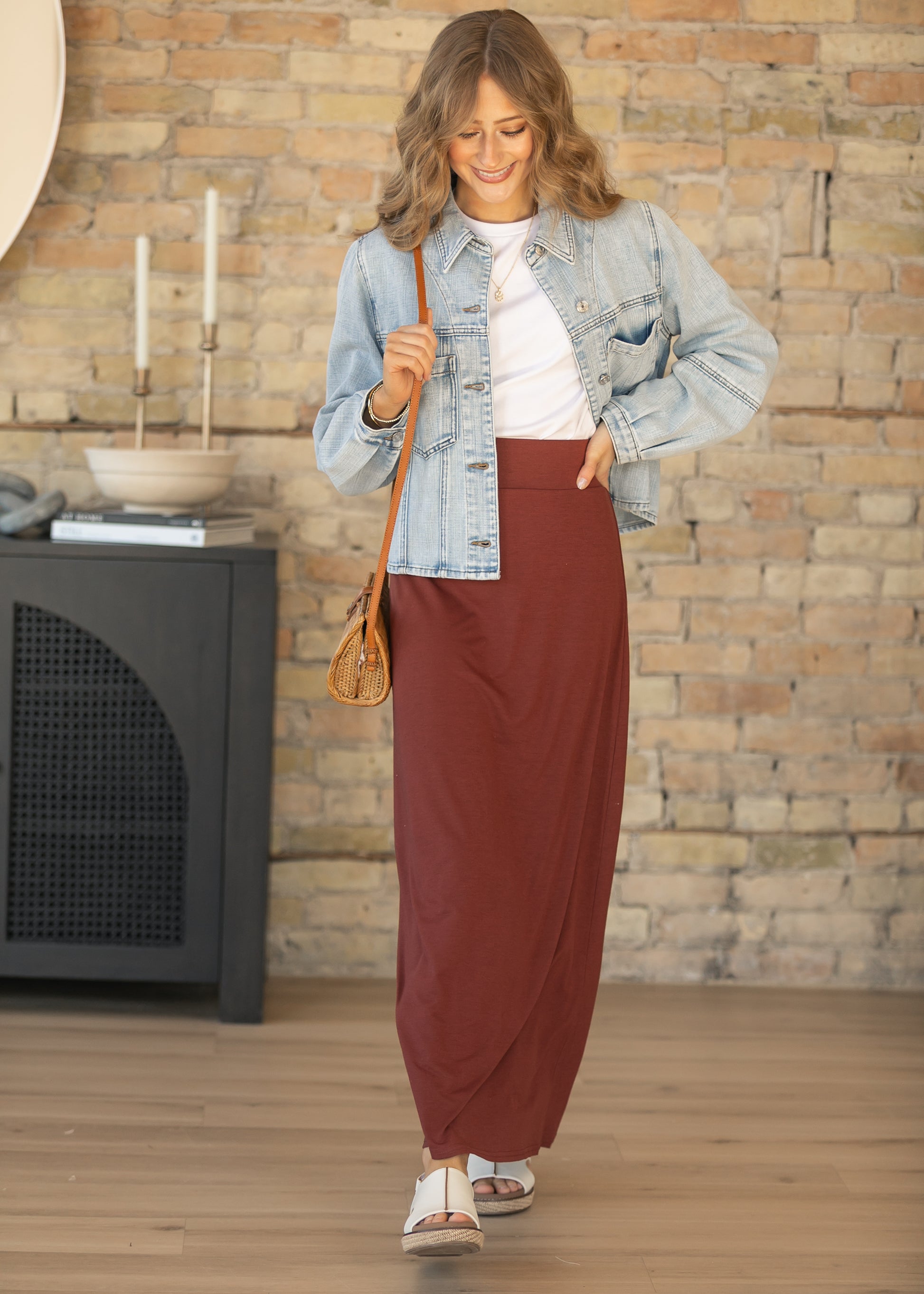 Clarise Rust Premium Knit Maxi Skirt IC Skirts