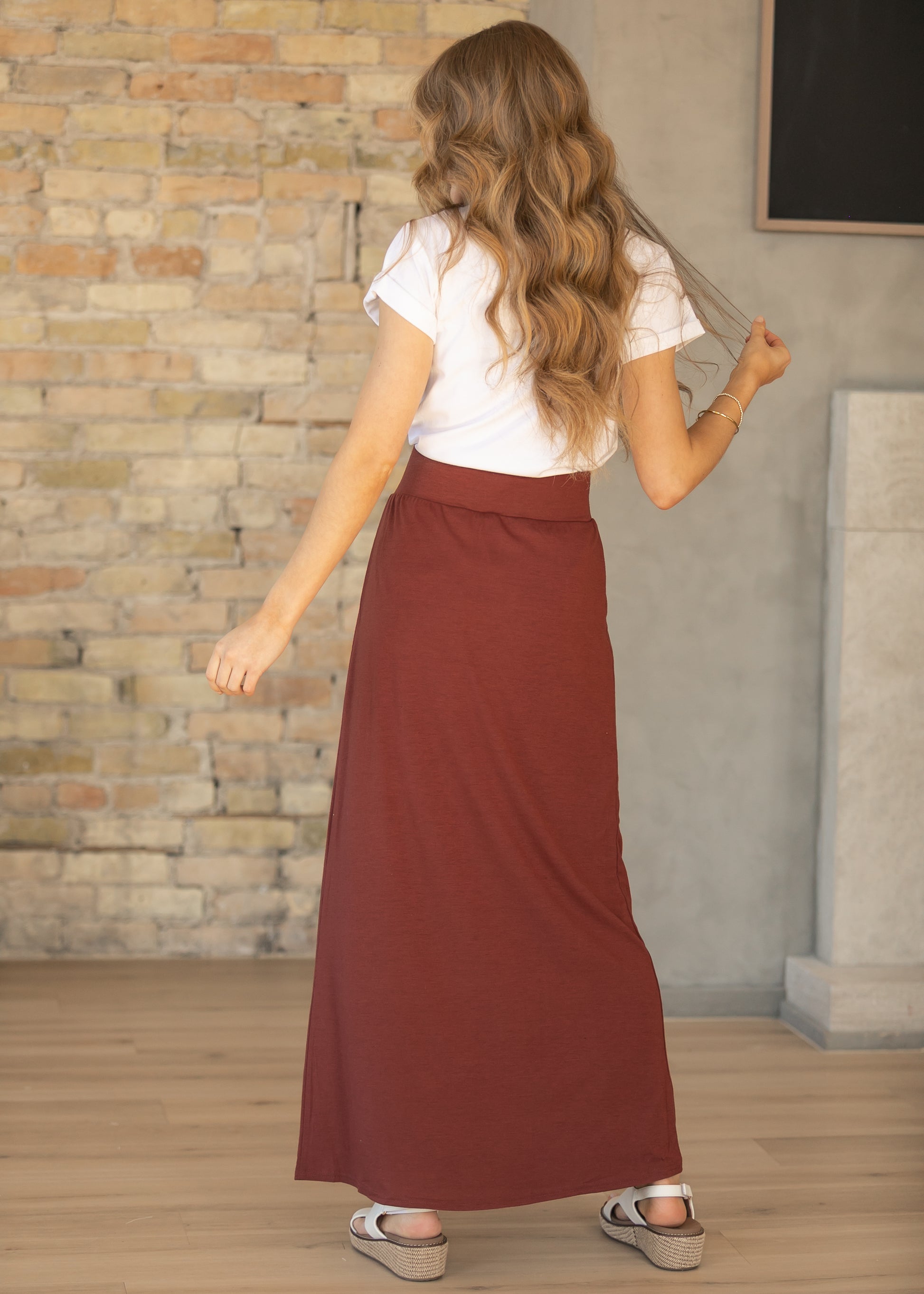Clarise Rust Premium Knit Maxi Skirt IC Skirts