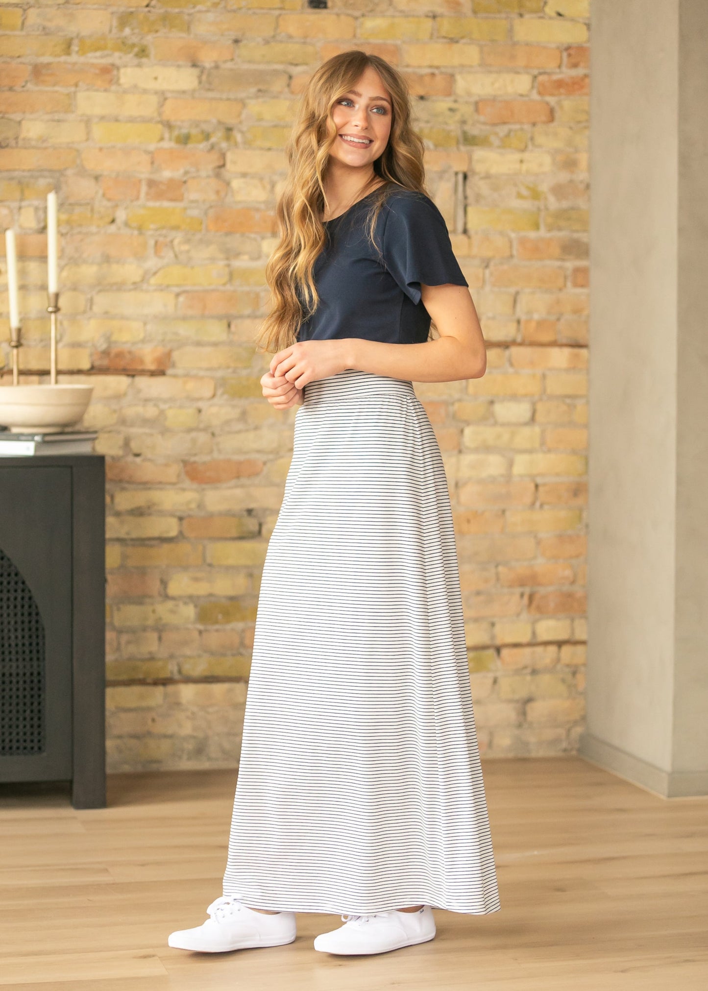 Clarise Striped Premium Knit Maxi Skirt IC Skirts