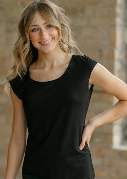 Classic Black Cap Sleeve Tank IC Layering Essentials XS