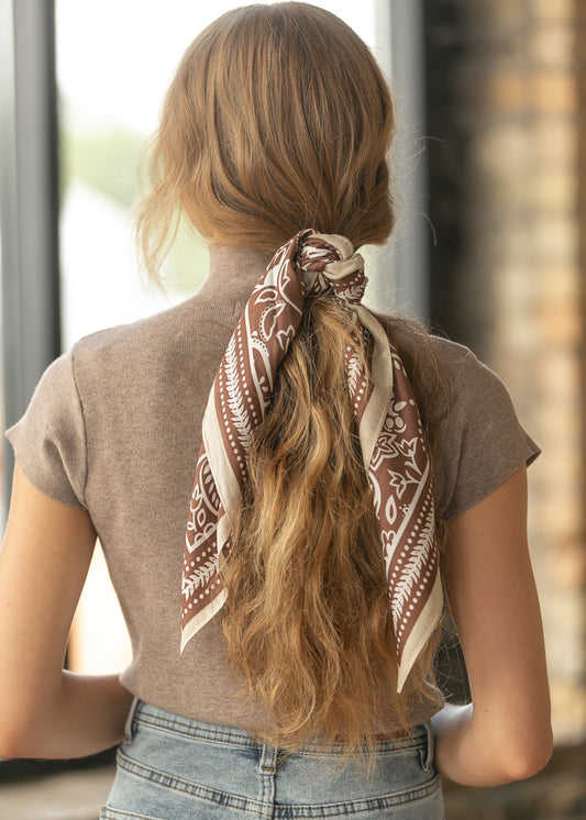 Classic Brown Paisley Satin Scarf Accessory