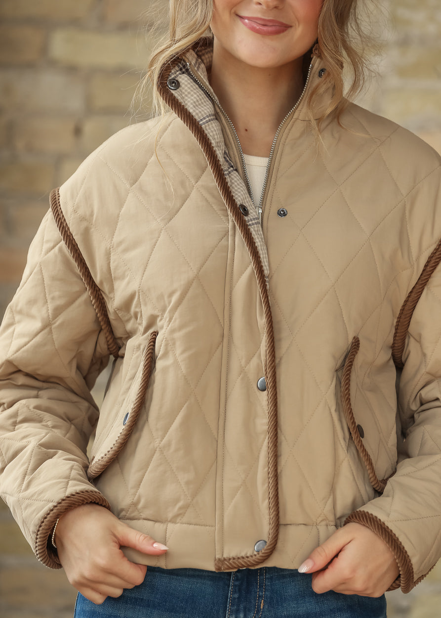 Classic Corduroy Trim Button Front Jacket FF Layering Essentials