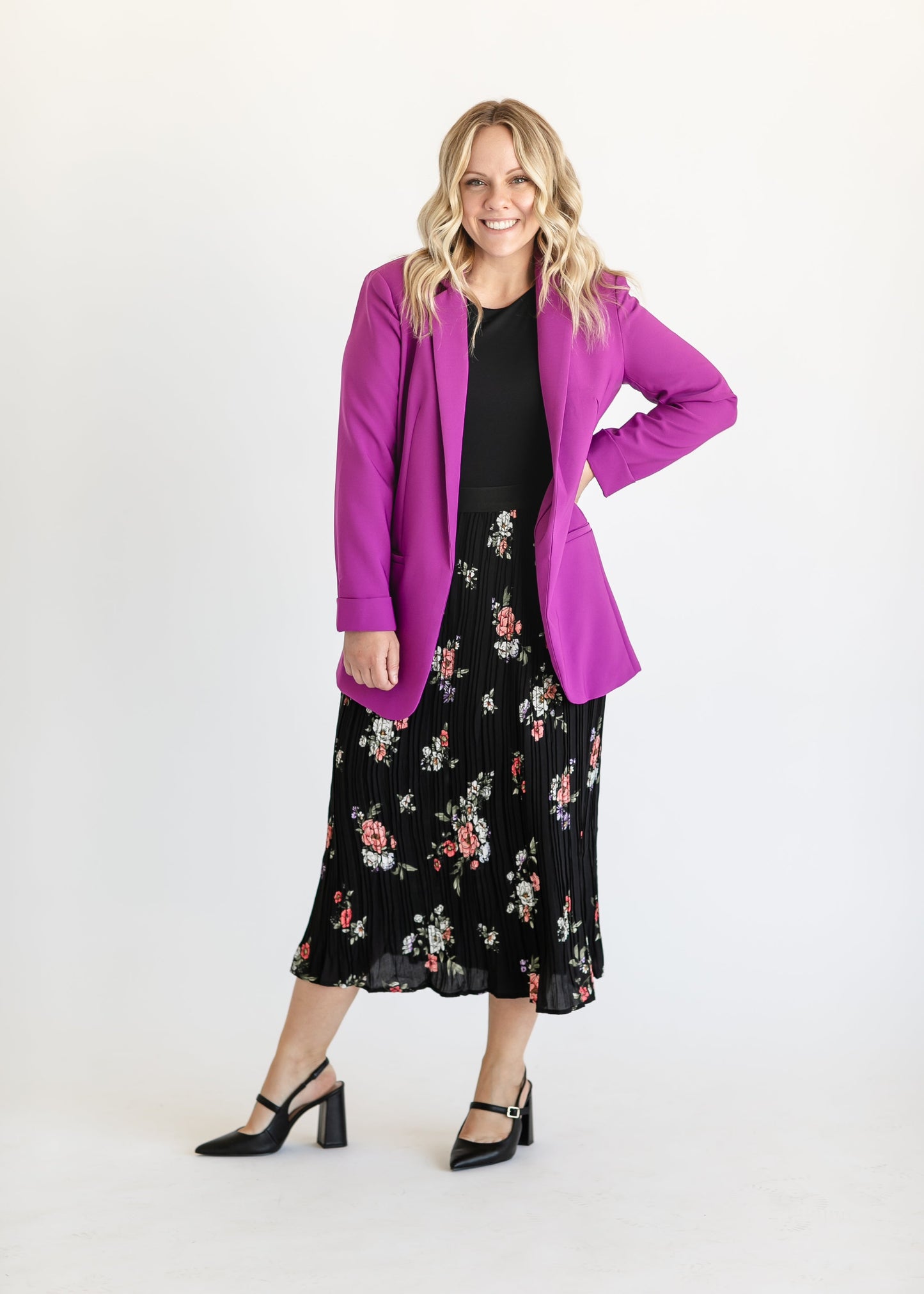 Classic Open Front Blazer FF Tops Violet / S