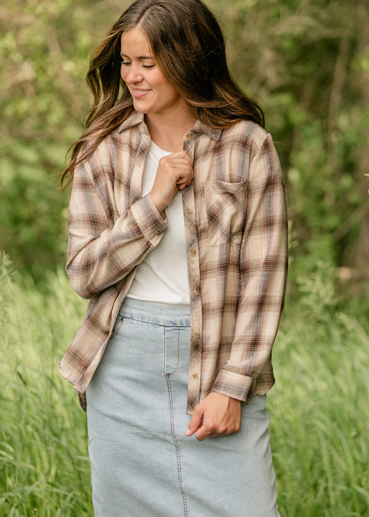 Classic Plaid Button Up Top FF Tops