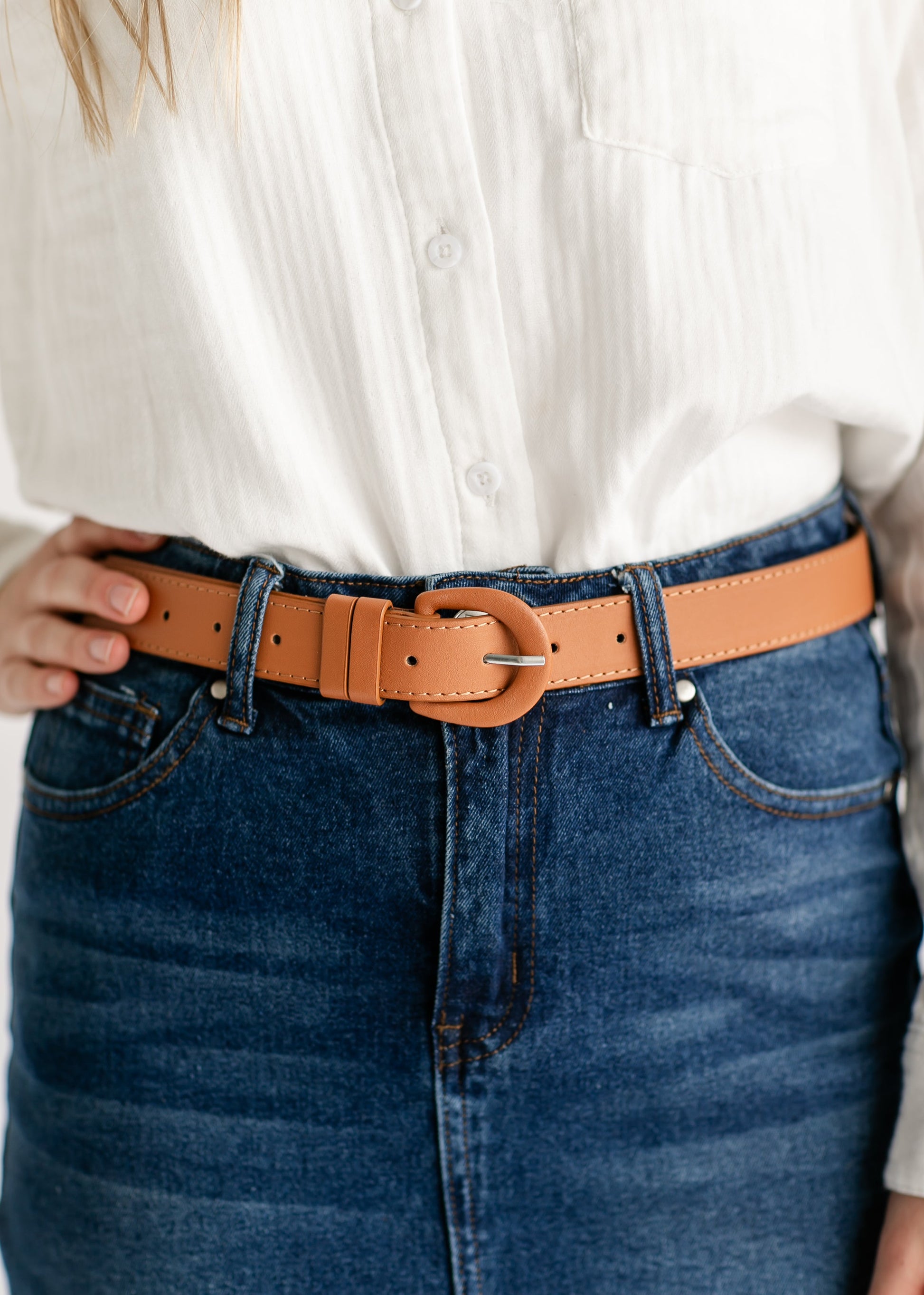 Classic Vegan Leather Belt Accessories Cognac