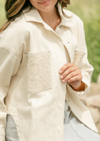 Clear Eyes Crochet Pocket Shacket FF Layering Essentials