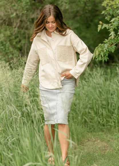 Clear Eyes Crochet Pocket Shacket FF Layering Essentials