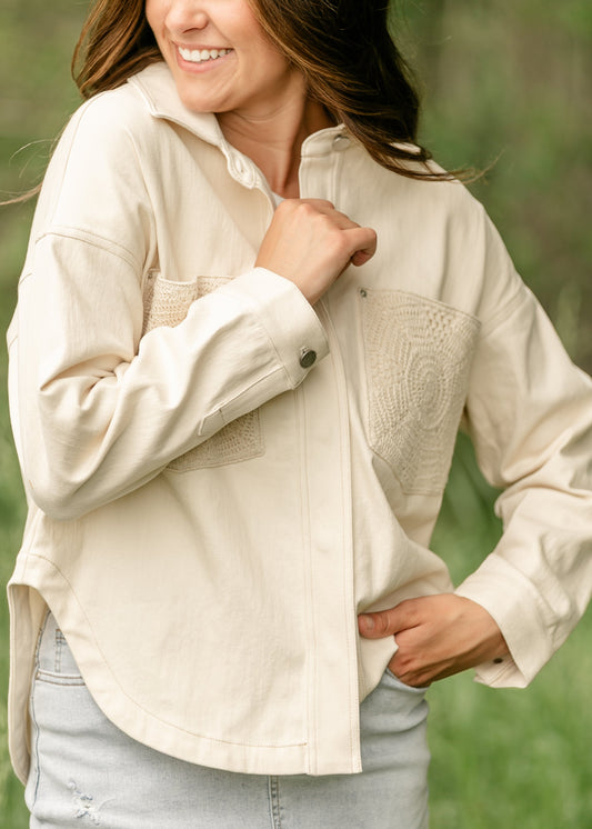 Clear Eyes Crochet Pocket Shacket FF Layering Essentials